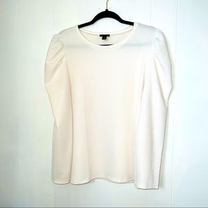 Ann Taylor Cream Long Sleeve, Puffy Shoulders, Size Large